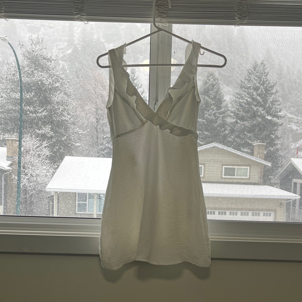Lucy in the Sky White Ruffled Mini Dress